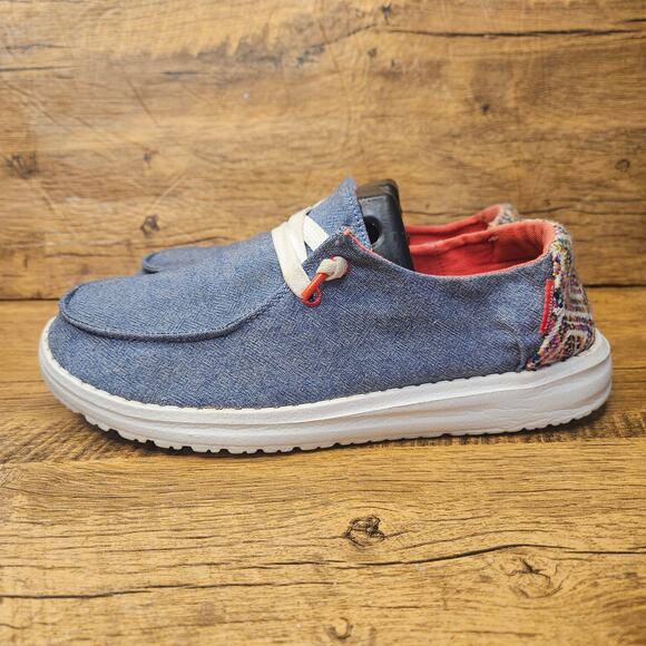 Hey Dude Wendy Playa Fiesta Limon blue denim slip on loafer shoe size 7 womens - Picture 4 of 10